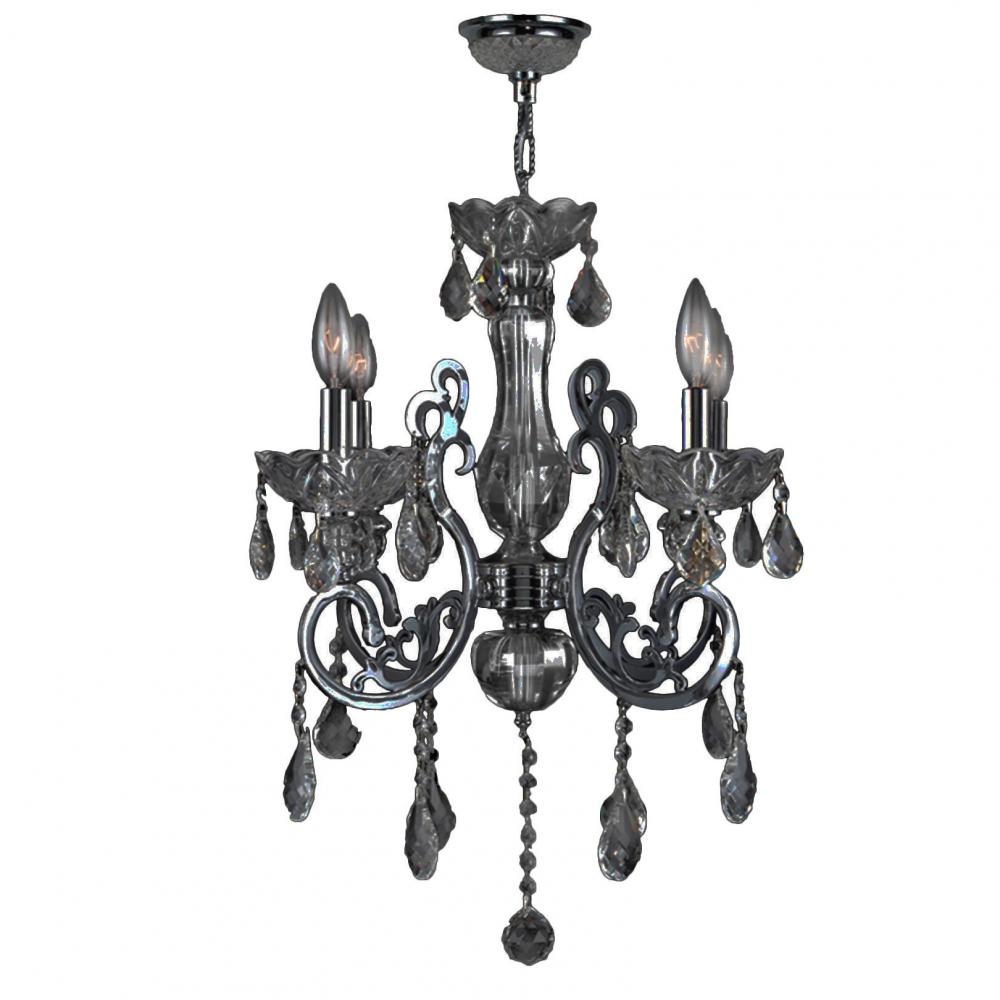 Kronos Collection 4 Light Chrome Finish and Smoke Crystal Chandelier 20" D x 24" H Medium