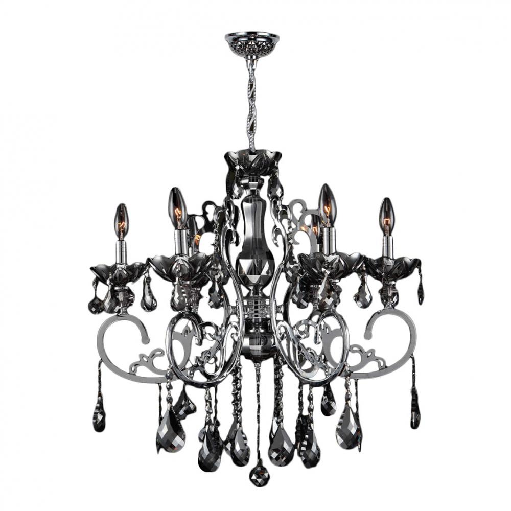 Kronos Collection 6 Light Chrome Finish and Chrome Crystal Chandelier 26" D x 24" H Large