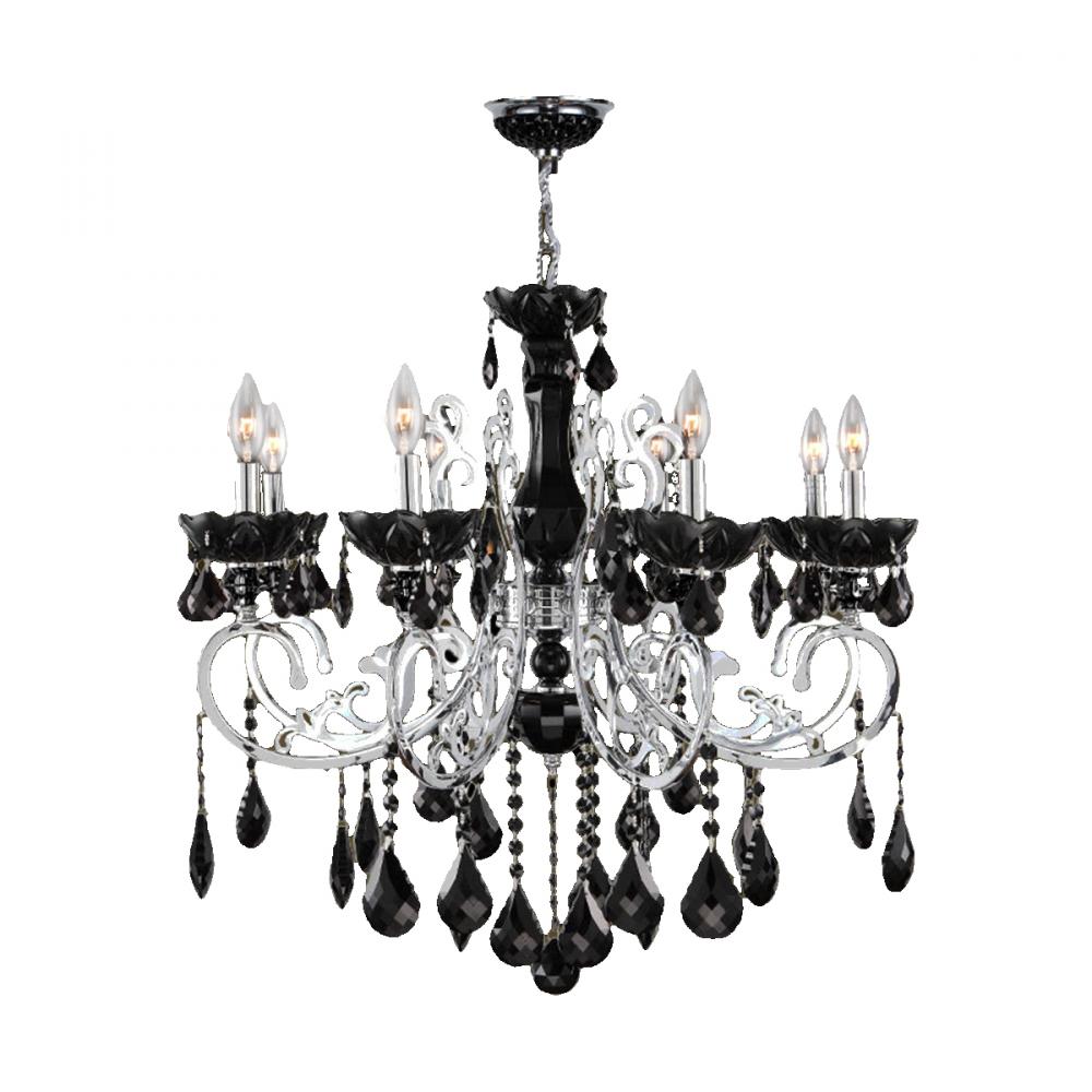 Kronos Collection 8 Light Chrome Finish and Smoke Crystal Chandelier 30" D x 26" H Large
