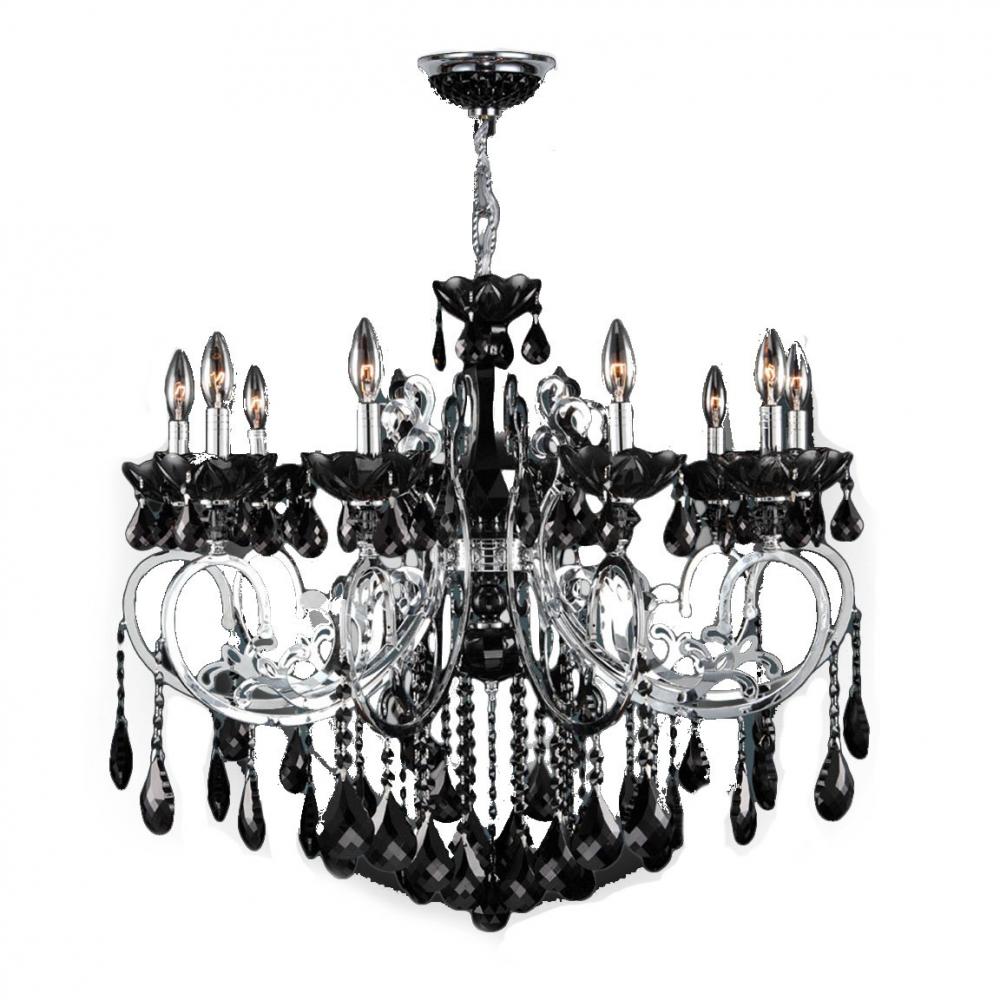 Kronos Collection 10 Light Chrome Finish and Chrome Crystal Chandelier 36" D x 28" H Large