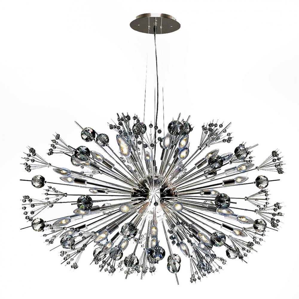 Starburst 24-Light Chrome Finish and Clear Crystal Sputnik Chandelier 36 in. Dia x 26 in. H Large