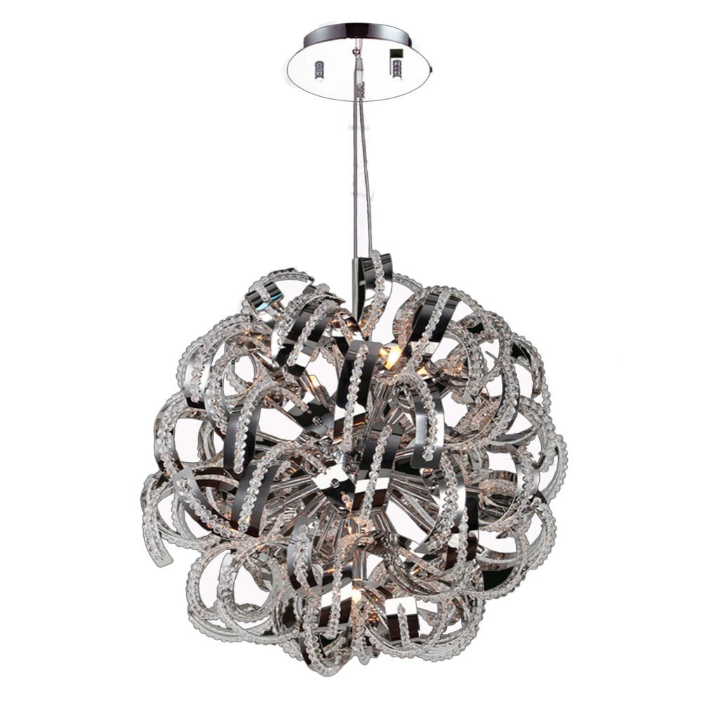 Medusa 9-Light Chrome Finish and Clear Crystal Chandelier 20 in. Dia x 20 in. H Medium