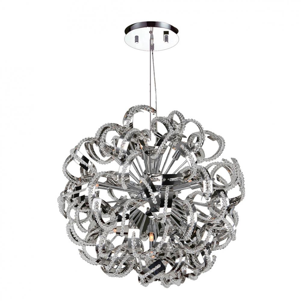 Medusa 13-Light Chrome Finish with Clear Crystal Chandelier 24 in. Dia x 24 in. H Large