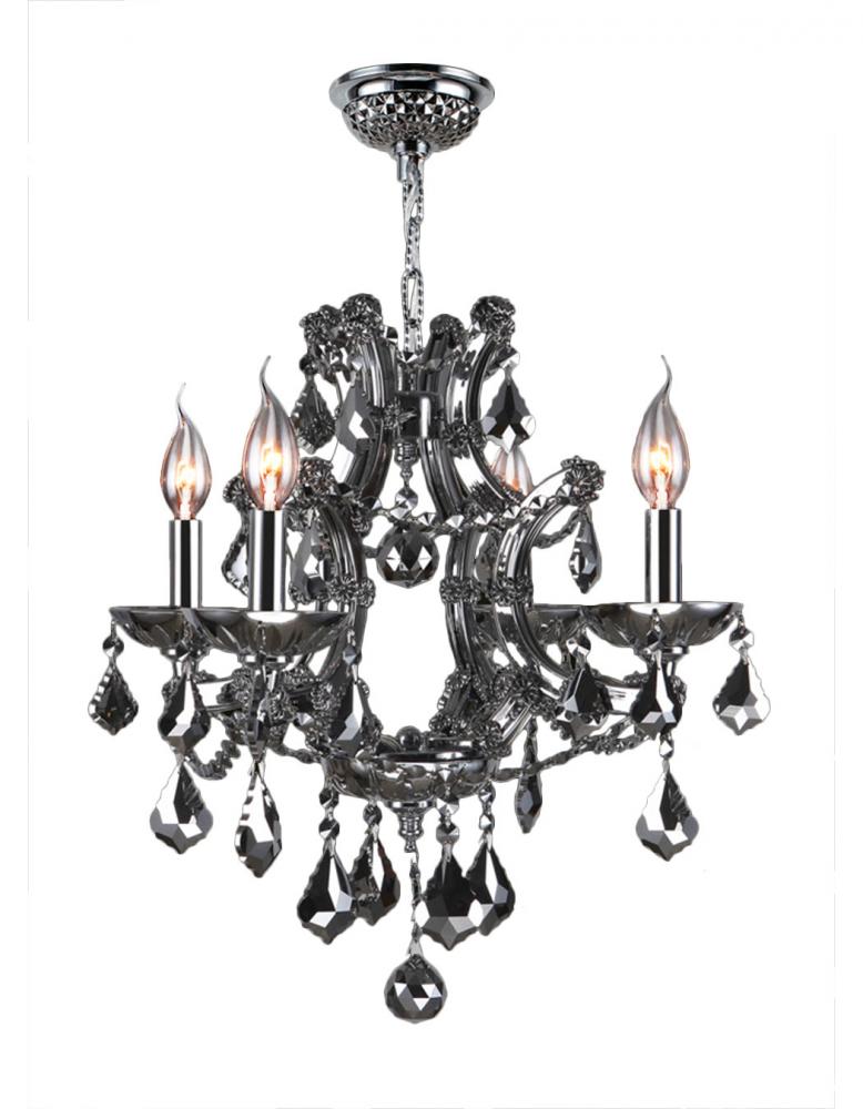 Lyre Collection 4 Light Chrome Finish and Chrome Crystal Chandelier 19" D x 18" H Medium
