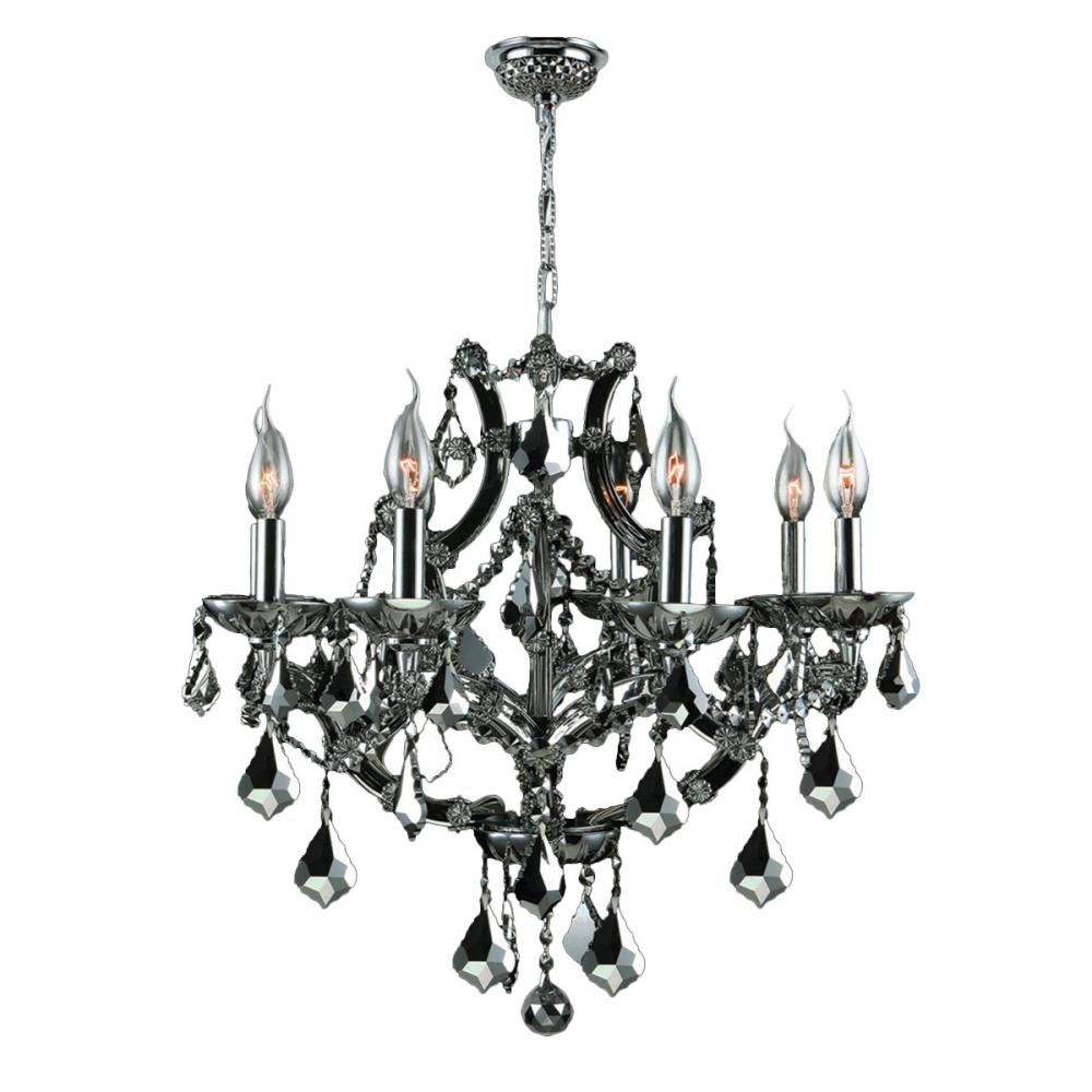Lyre Collection 8 Light Chrome Finish and Black Crystal Chandelier 26" D x 22" H Large