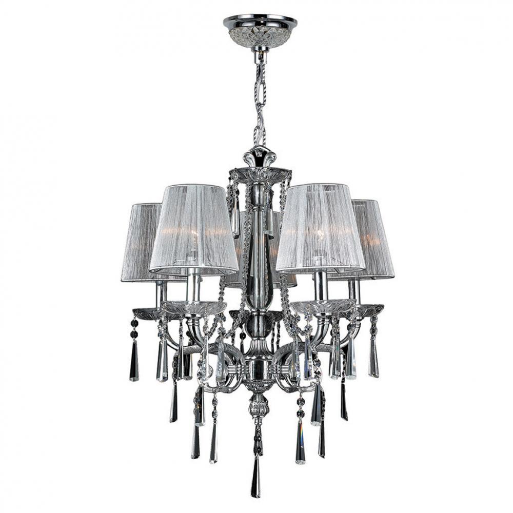 Orleans 5-Light Chrome Finish and Clear Crystal Chandelier with Shade 21 in. Dia x 24 in. H Medium