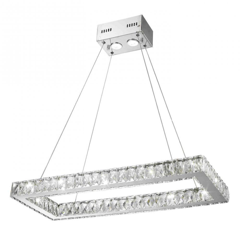 Galaxy 14 Integrated LEd Light Chrome Finish diamond Cut Crystal Rectangle Chandelier 6000K 28 in. L