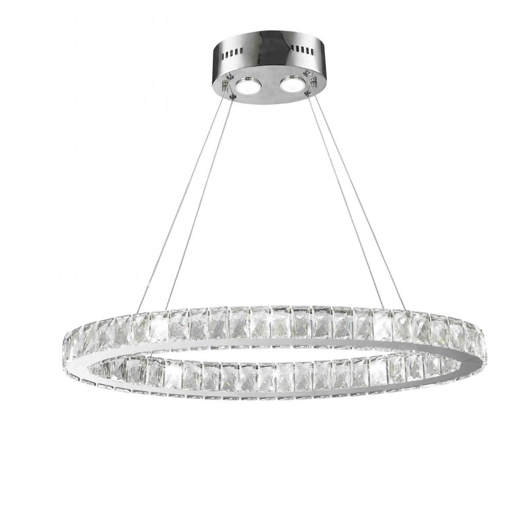 Galaxy 12 Integrated LEd Light Chrome Finish diamond Cut Crystal Oval Ring Chandelier 6000K 28 in. L