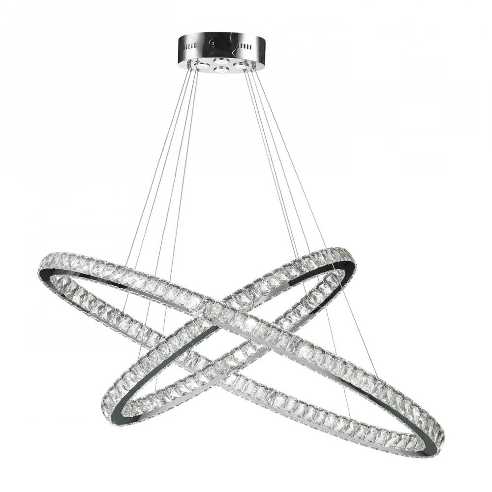 Galaxy 30 Integrated LEd Light Chrome Finish diamond Cut Crystal Constellation Ring Chandelier 6000K