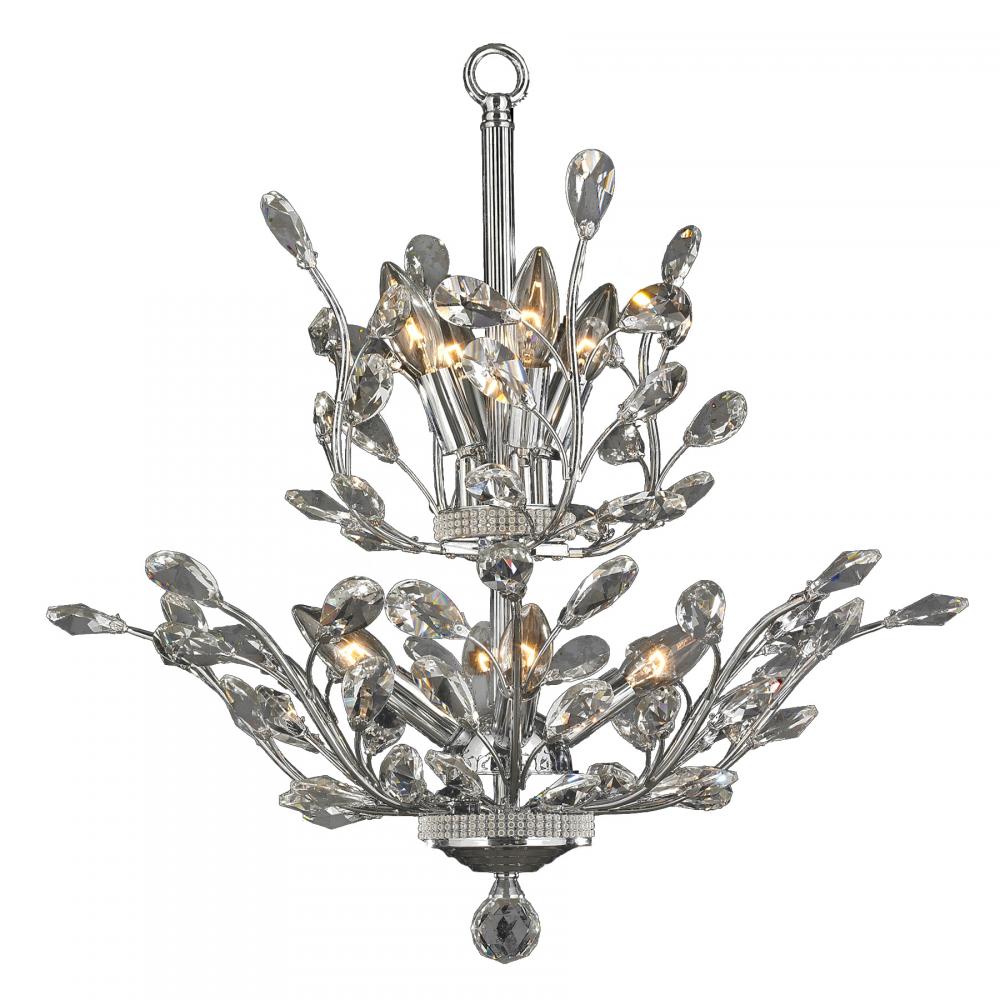 Aspen 8-Light Chrome Finish and Crystal Floral Chandelier 21 in. Dia x 22 in. H Two 2 Tier Medium