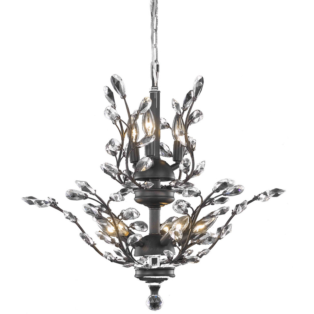 Aspen 8-Light dark Bronze Finish and Crystal Floral Chandelier 21 in. Dia x 22 in. H Two 2 Tier Medi