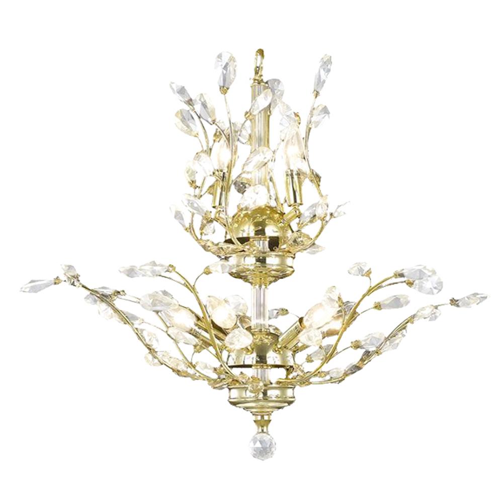 Aspen 8-Light Gold Finish and Crystal Floral Chandelier 21 in. Dia x 22 in. H Two 2 Tier Medium