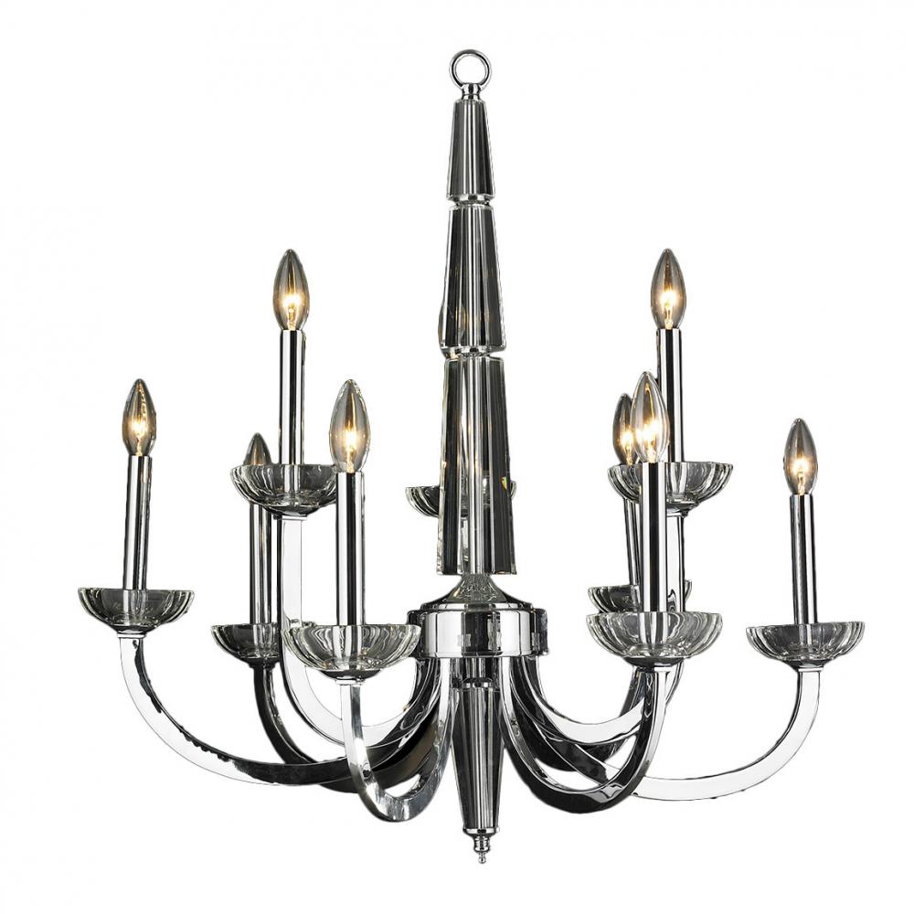 Innsbruck 9-Light Chrome Finish and Clear Crystal Candle Chandelier Two 2 Tier 29 in. Dia x 30 in. H