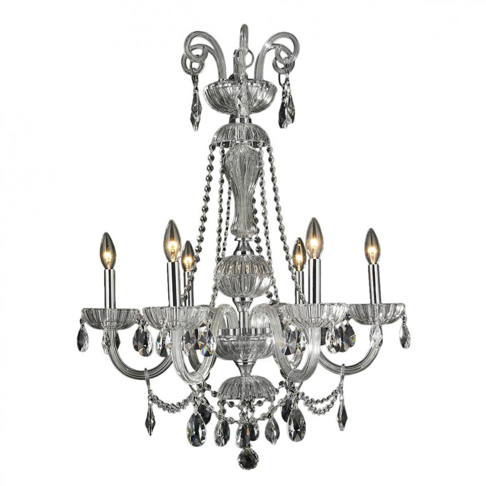 Carnivale 6-Light Chrome Finish and Clear Crystal Chandelier 25 in. Dia x 34 in. H Large