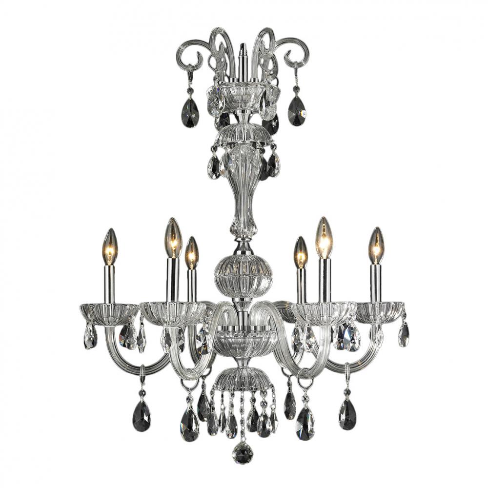 Carnivale 6-Light Chrome Finish and Clear Crystal Chandelier 25 in. Dia x 32 in. H Large