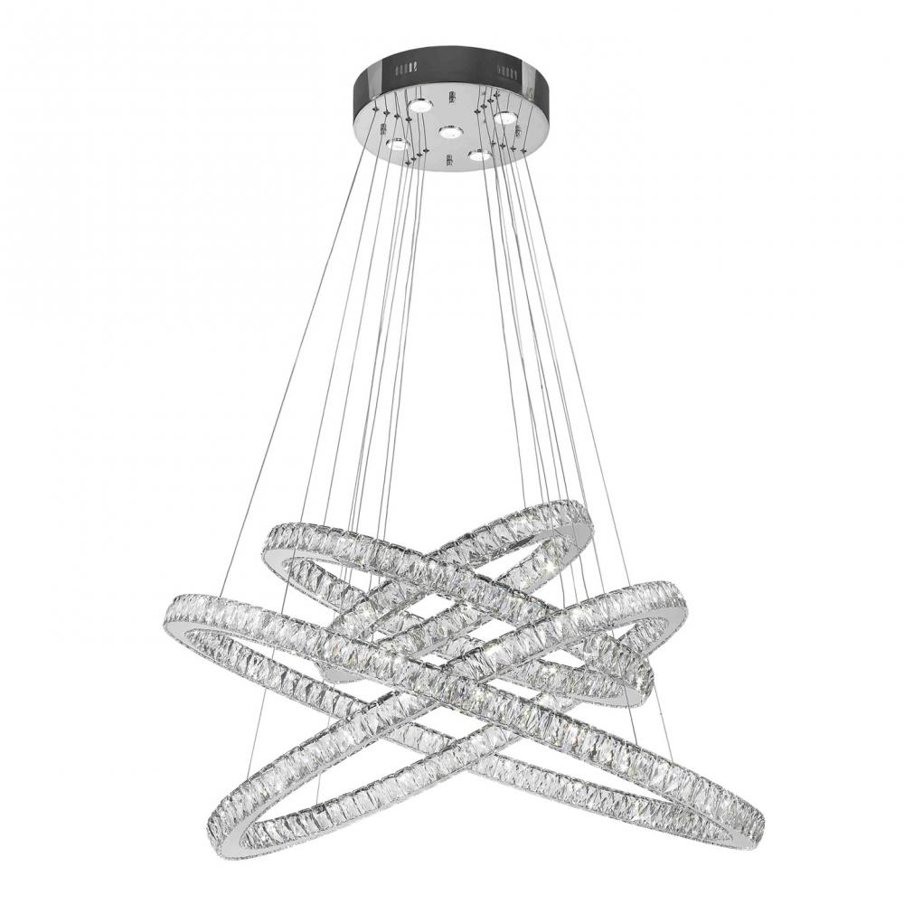 Galaxy 61 Integrated LEd Light Chrome Finish diamond Cut Constellation Ring Chandelier 6000K 48 in.