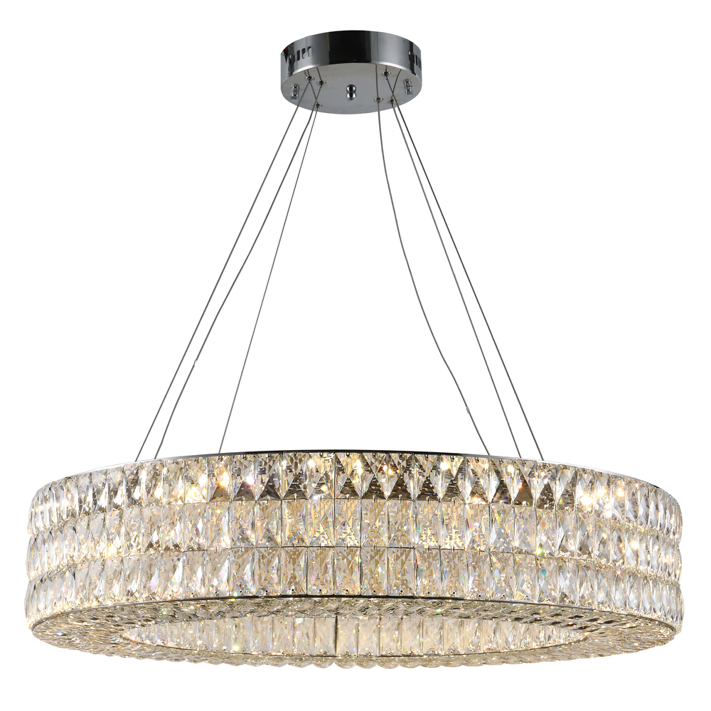 Galaxy 60-Watt Chrome Finish Integrated LEd Ring Pendant Chandelier 6000K 34 in. Dia x 113 in. H