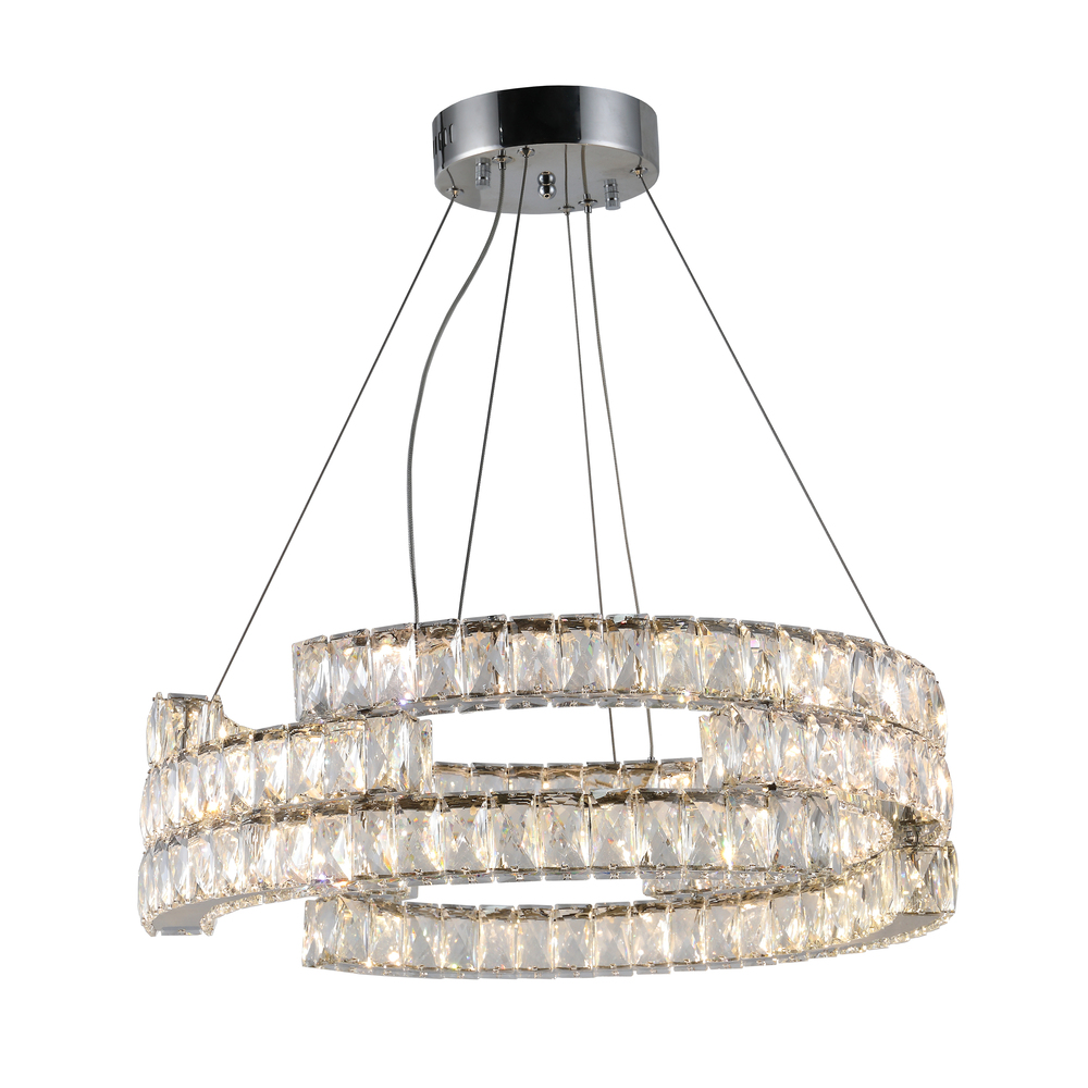 Galaxy 48-Watt Chrome Finish Integrated LEd Ring Pendant Chandelier 6000K 24 in. Dia x 113 in. H
