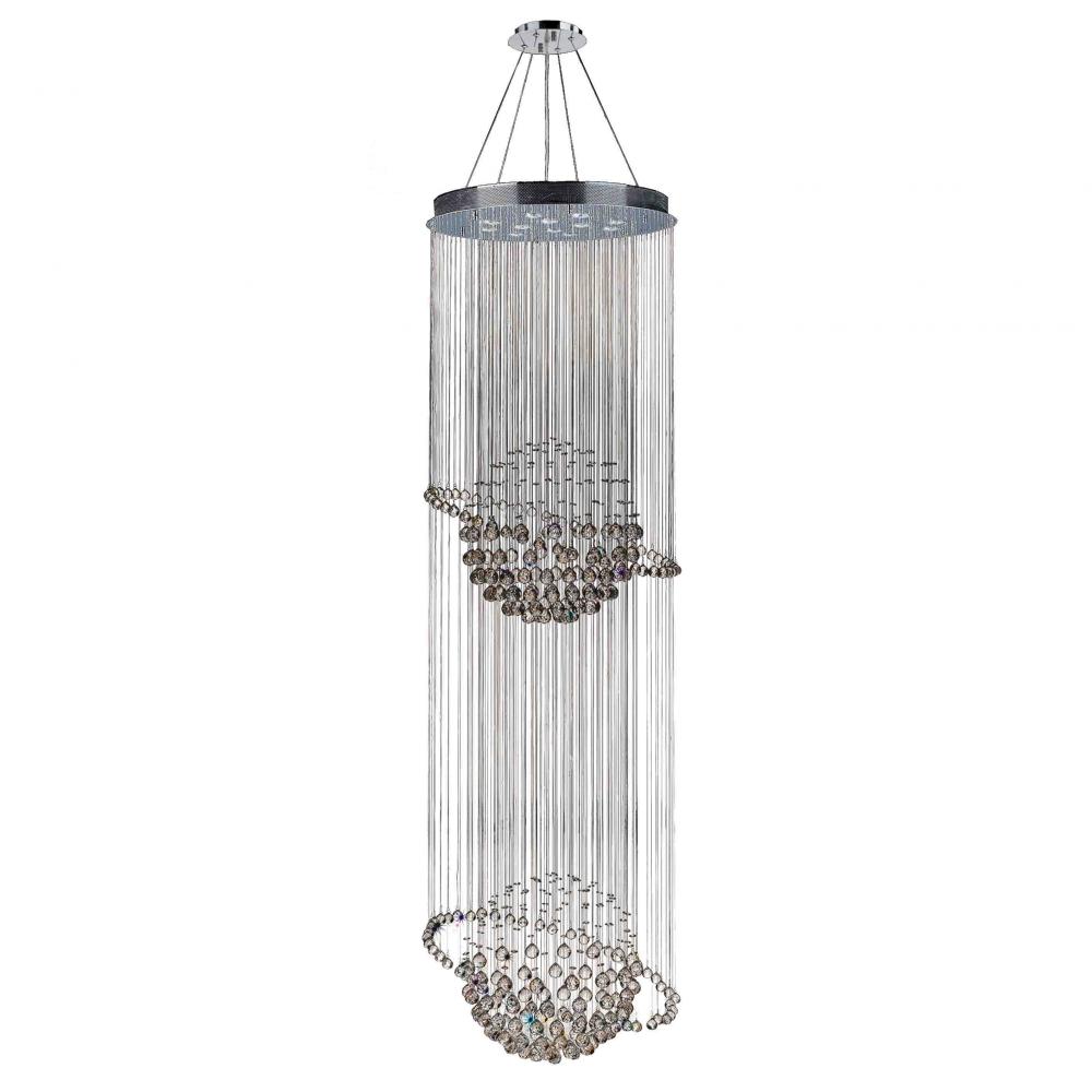 Saturn 12-Light Chrome Finish and Clear Crystal Galaxy Chandelier 28 in. Dia x 96 in. H Two 2 Tier L