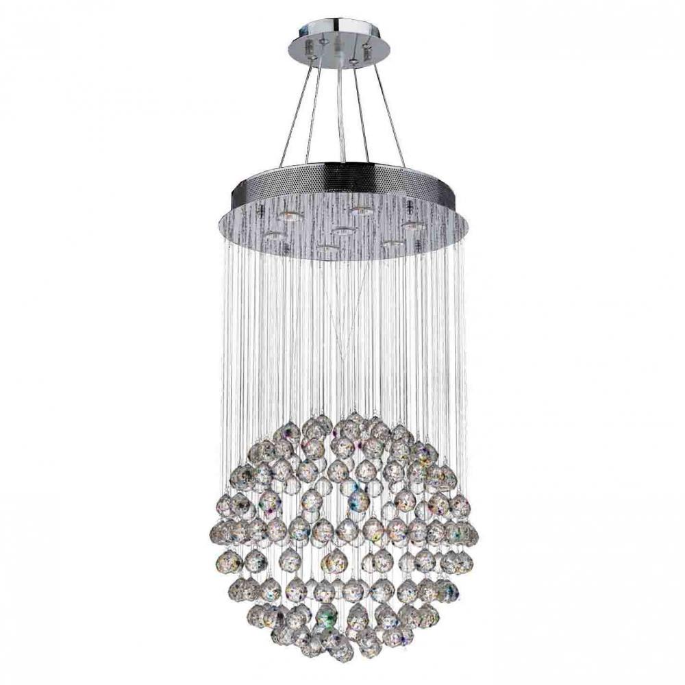 Saturn 7-Light Chrome Finish and Clear Crystal Galaxy Chandelier 20 in. Dia x 36 in. H Medium