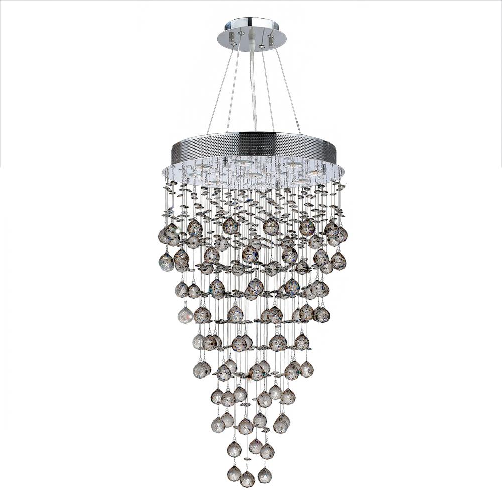 Icicle 9-Light Chrome Finish and Clear Crystal Chandelier 20 in. Dia x 36 in. H Medium