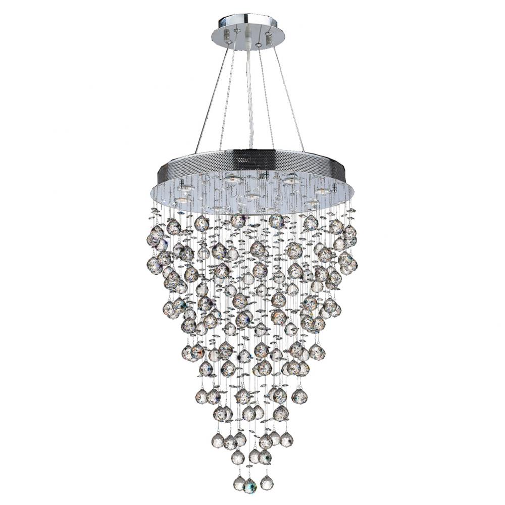 Icicle 9-Light Chrome Finish and Clear Crystal Chandelier 24 in. Dia x 36 in. H Large