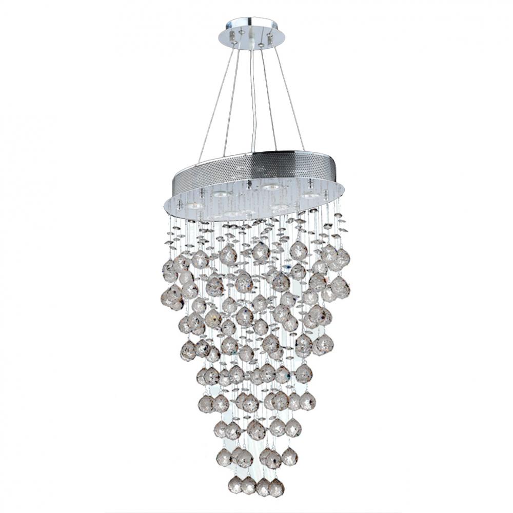 Icicle 6-Light Chrome Finish and Clear Crystal Oval Chandelier 20 in. L x 14 in. W x 30 in. H Medium