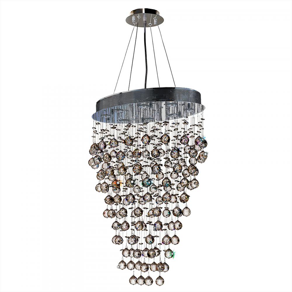 Icicle 8-Light Chrome Finish and Clear Crystal Oval Chandelier 24 in. L X 16 in. W X 34 in. H Large