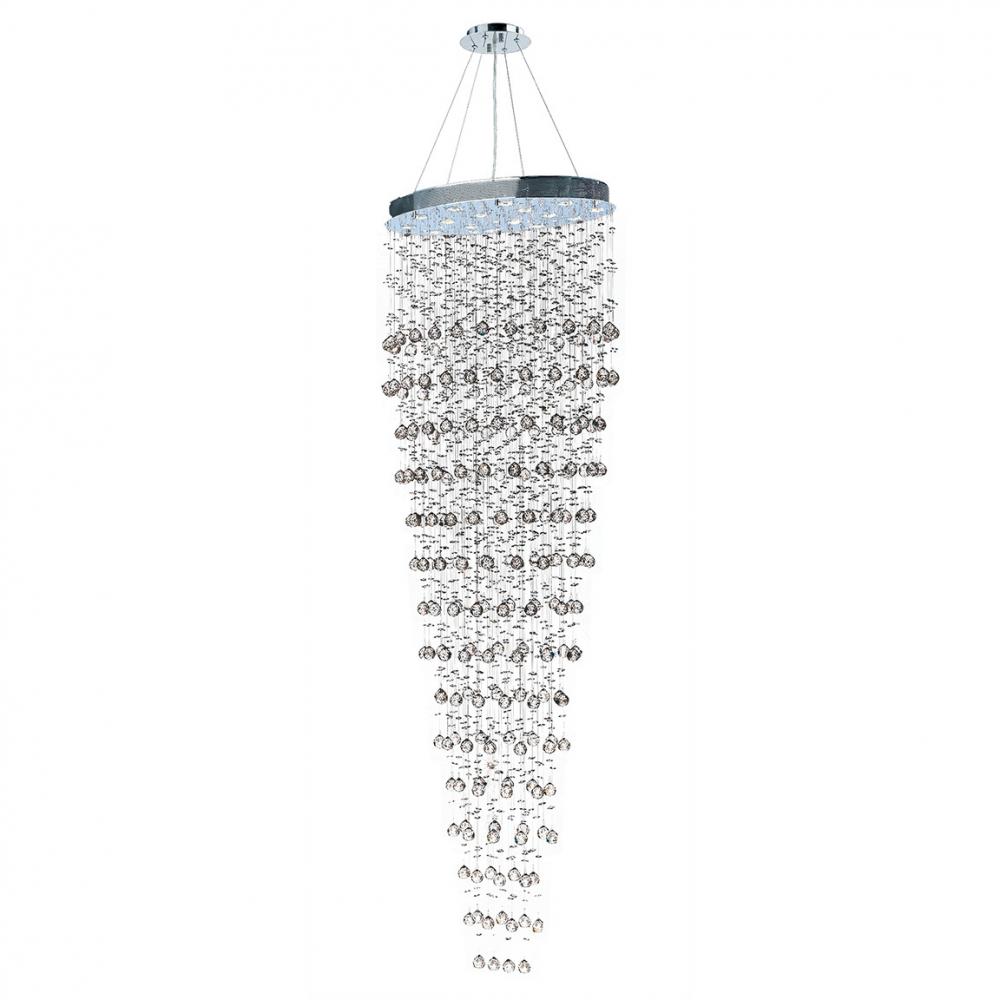 Icicle 16-Light Chrome Finish and Clear Crystal Oval Chandelier 32 in. L X 22.5 in. W X 96 in. H Lar