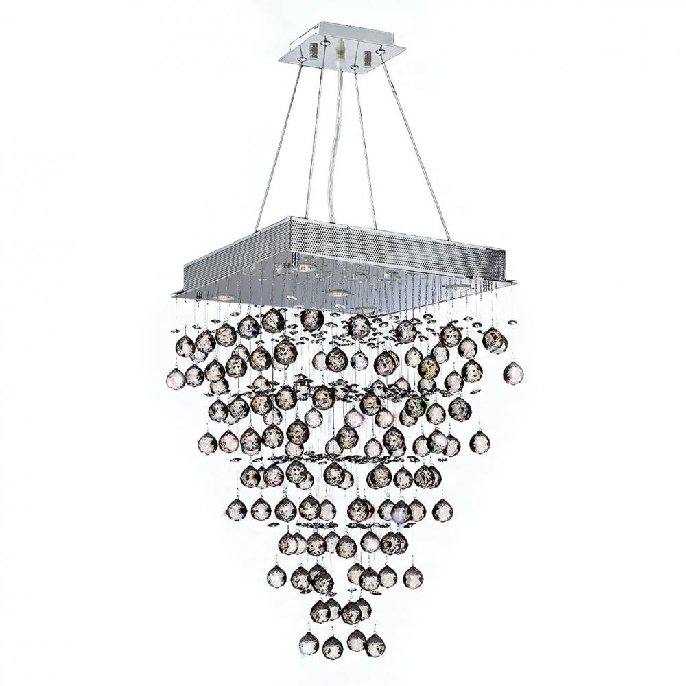 Icicle Collection 5 Light Chrome Finish and Clear Crystal Square Chandelier 20" L x  20" W x