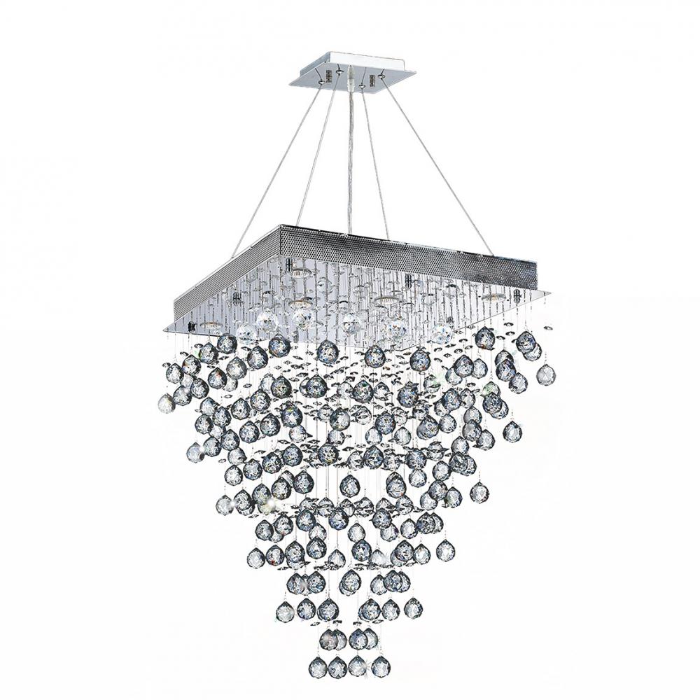 Icicle Collection 8 Light Chrome Finish and Clear Crystal Square Chandelier 24" L x  24" W x