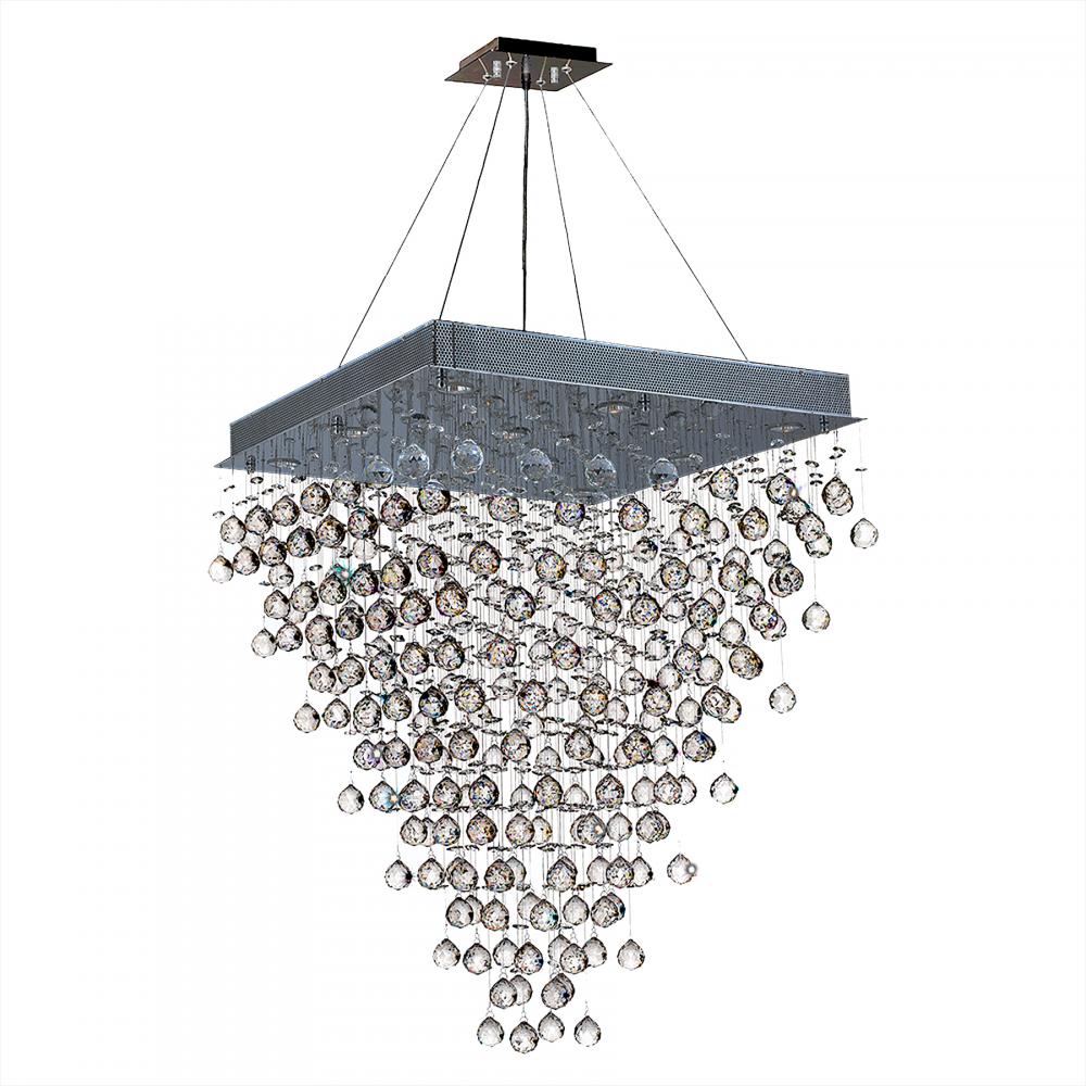Icicle Collection 8 Light Chrome Finish and Clear Crystal Square Chandelier 28" L x  28" W x