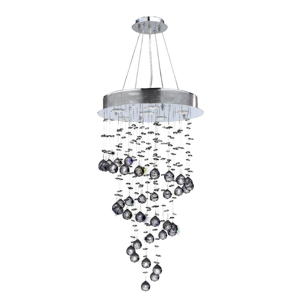 Helix 6-Light Chrome Finish and Clear Crystal Spiral Chandelier 18 in. Dia x 32 in. H Medium