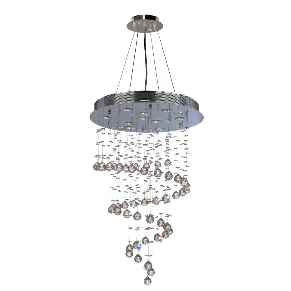 Helix 10-Light Chrome Finish and Clear Crystal Spiral Chandelier 24 in. Dia x 36 in. H Medium