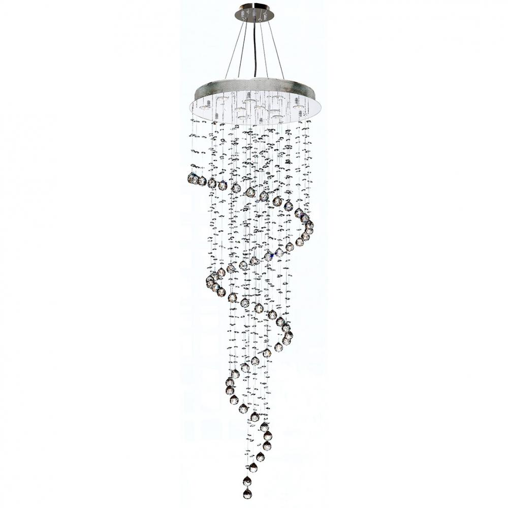 Helix 10-Light Chrome Finish and Clear Crystal Spiral Chandelier 24 in. Dia x 72 in. H Medium
