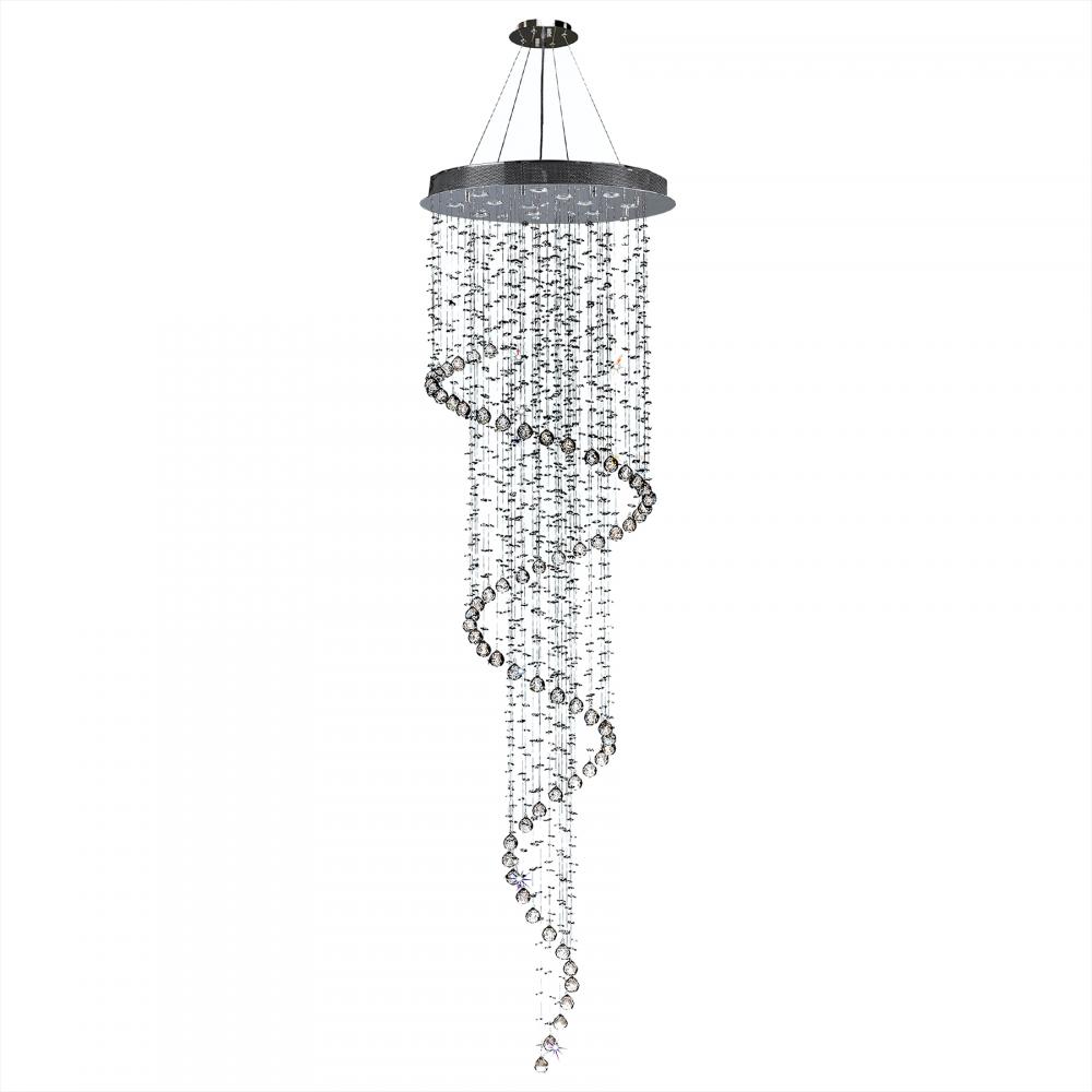 Helix 12-Light Chrome Finish and Clear Crystal Spiral Chandelier 28 in. Dia x 96 in. H Large