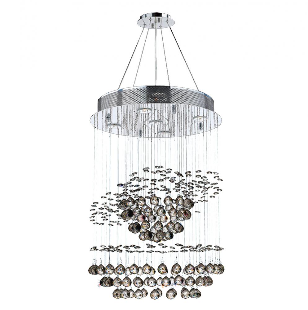Saturn 5-Light Chrome Finish and Clear Crystal Galaxy Chandelier 18 in. Dia x 26 in. H Medium