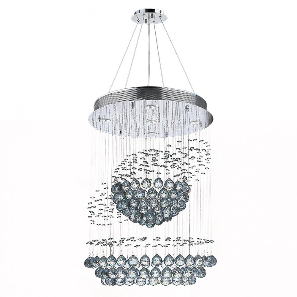Saturn 5-Light Chrome Finish and Clear Crystal Galaxy Chandelier 22 in. Dia x 30 in. H Medium