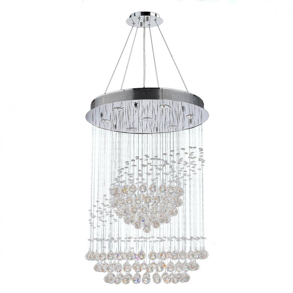 Saturn 7-Light Chrome Finish and Clear Crystal Galaxy Chandelier 26 in. Dia x 36 in. H Large