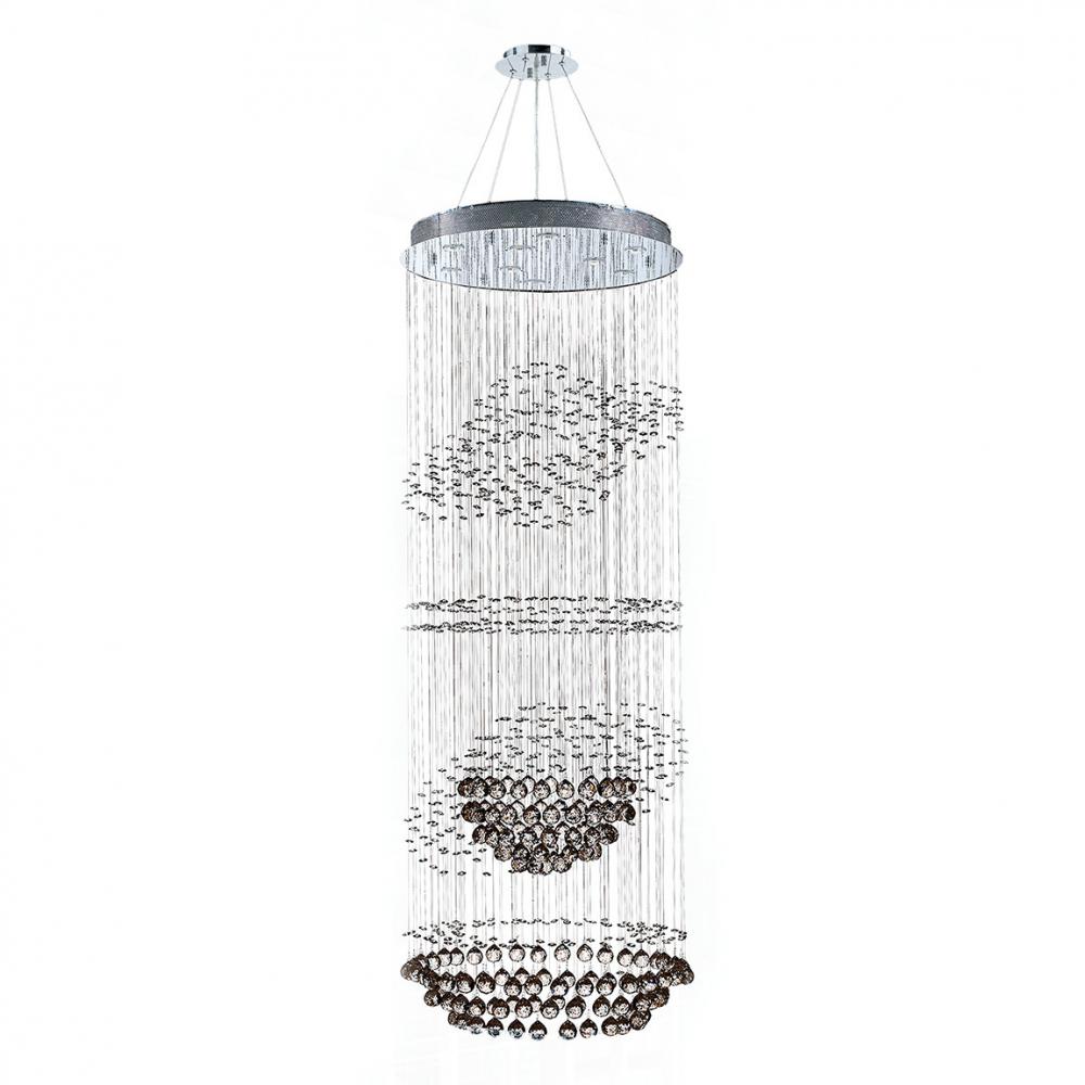 Saturn 9-Light Chrome Finish and Clear Crystal Galaxy Chandelier 26 in. Dia x 72 in. H Two 2 Tier La