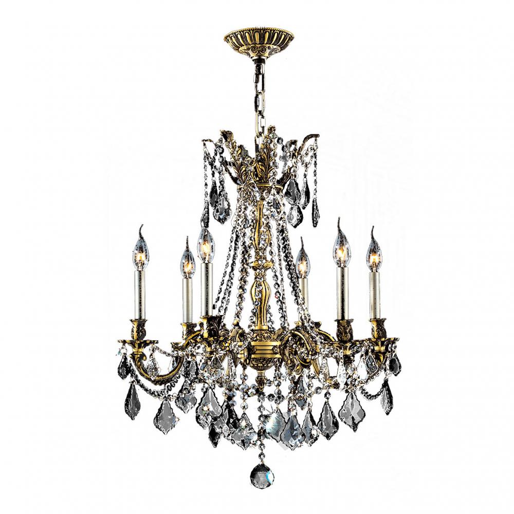 Windsor 6-Light Antique Bronze Finish and Clear Crystal Chandelier 23 in. Dia x 26 in. H Medium