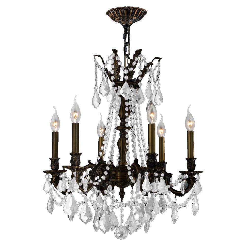 Windsor 6-Light dark Bronze Finish and Clear Crystal Chandelier 23 in. Dia x 26 in. H Medium