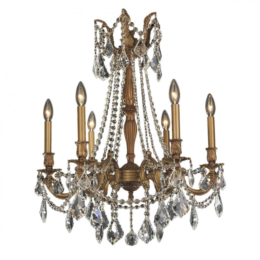 Windsor 6-Light French Gold Finish and Clear Crystal Chandelier 23 in. Dia x 26 in. H Medium