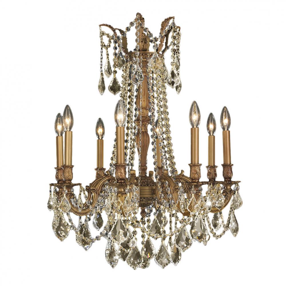 Windsor 8-Light French Gold Finish and Golden Teak Crystal Chandelier 24 in. Dia x 30 in. H Large