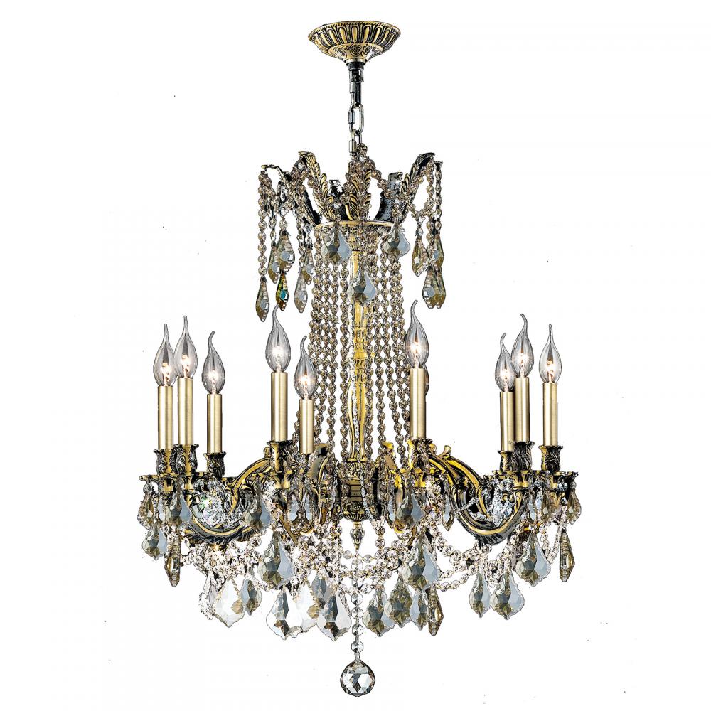 Windsor 10-Light Antique Bronze Finish and Clear Crystal Chandelier 28 in. Dia x 31 in. H Large