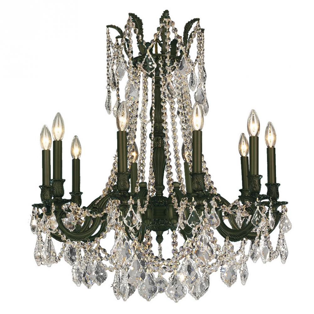 Windsor 10-Light dark Bronze Finish and Clear Crystal Chandelier 28 in. Dia x 31 in. H Large