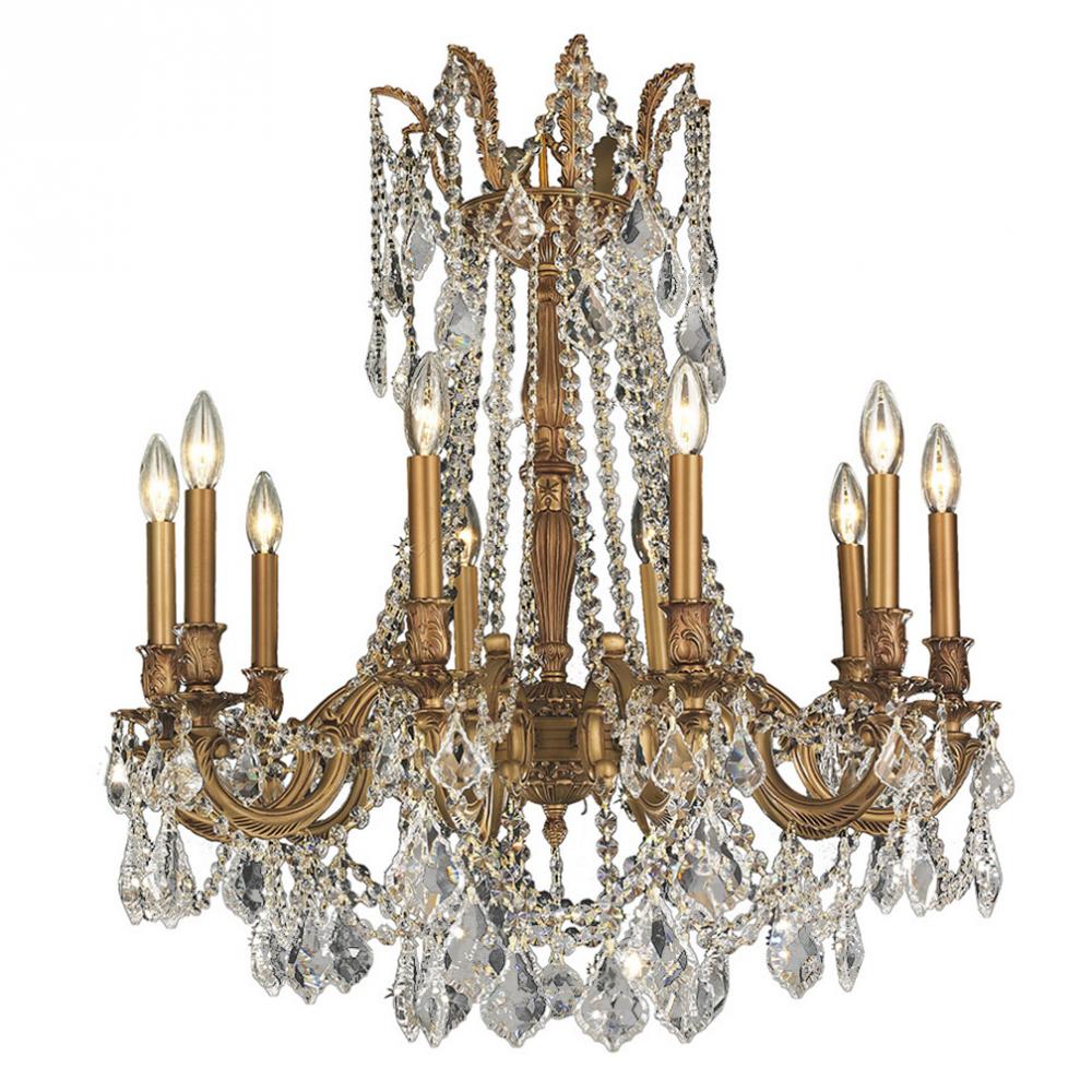 Windsor 10-Light French Gold Finish and Clear Crystal Chandelier 28 in. Dia x 31 in. H Large