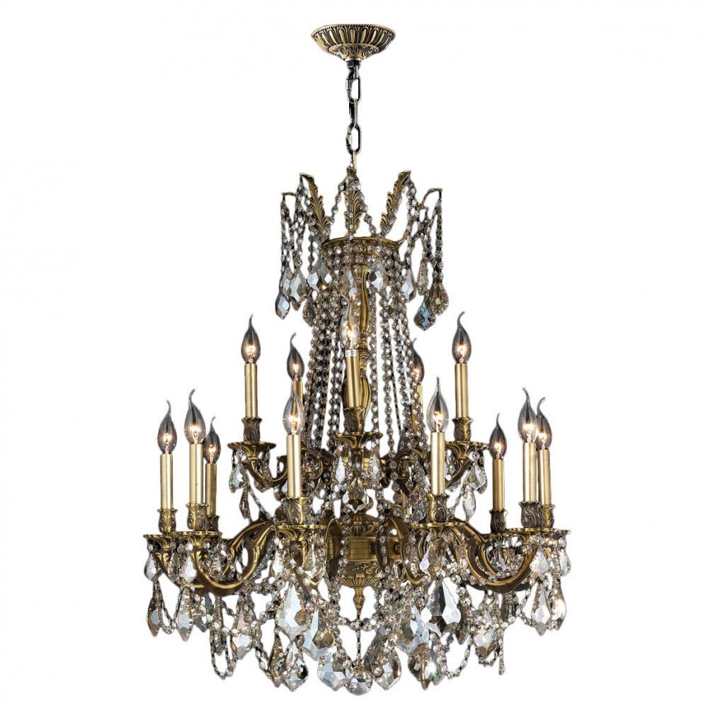 Windsor 15-Light Antique Bronze Finish and Golden Teak Crystal Chandelier 28 in. Dia x 36 in. H Two 