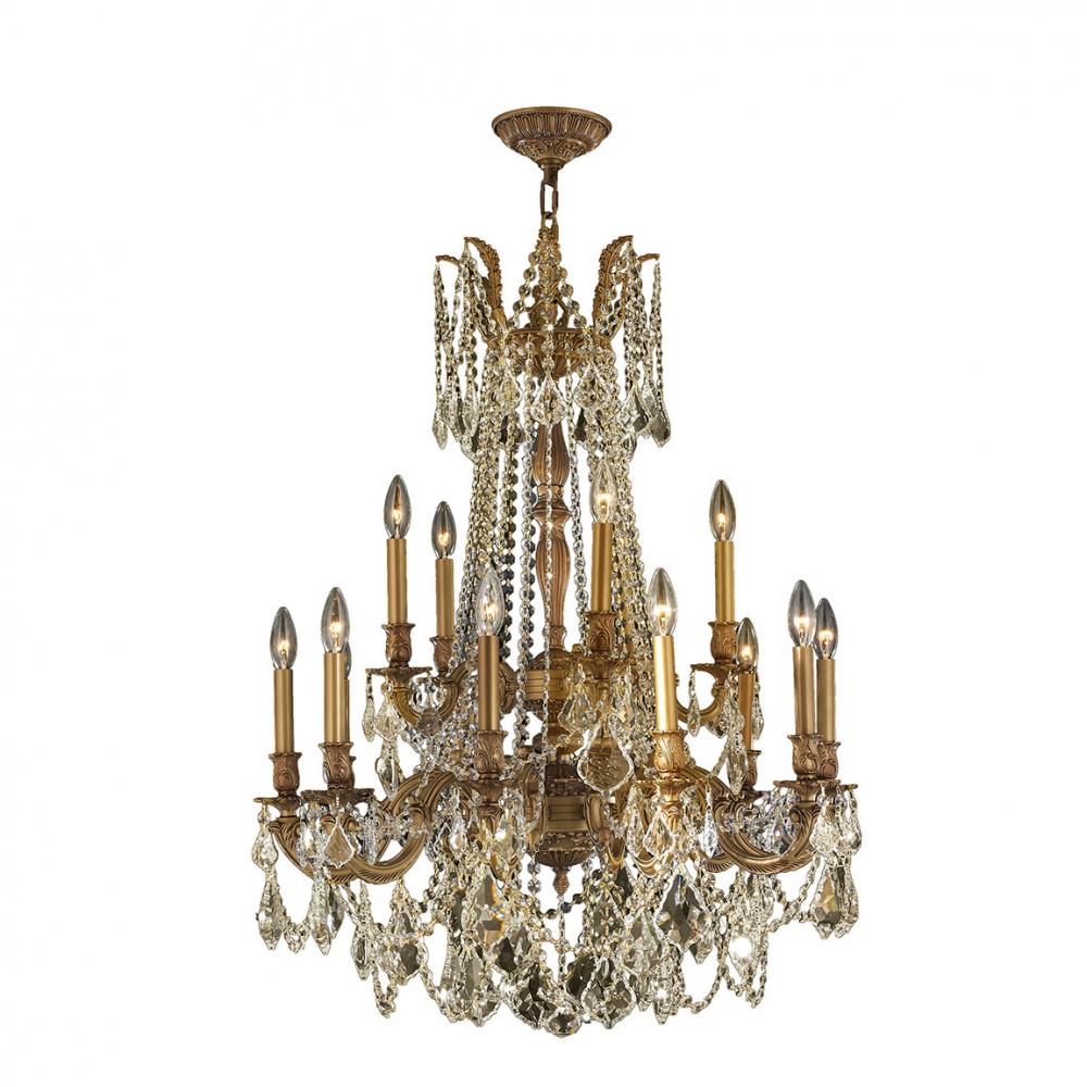 Windsor 15-Light French Gold Finish and Golden Teak Crystal Chandelier 28 in. Dia x 36 in. H Two 2 T