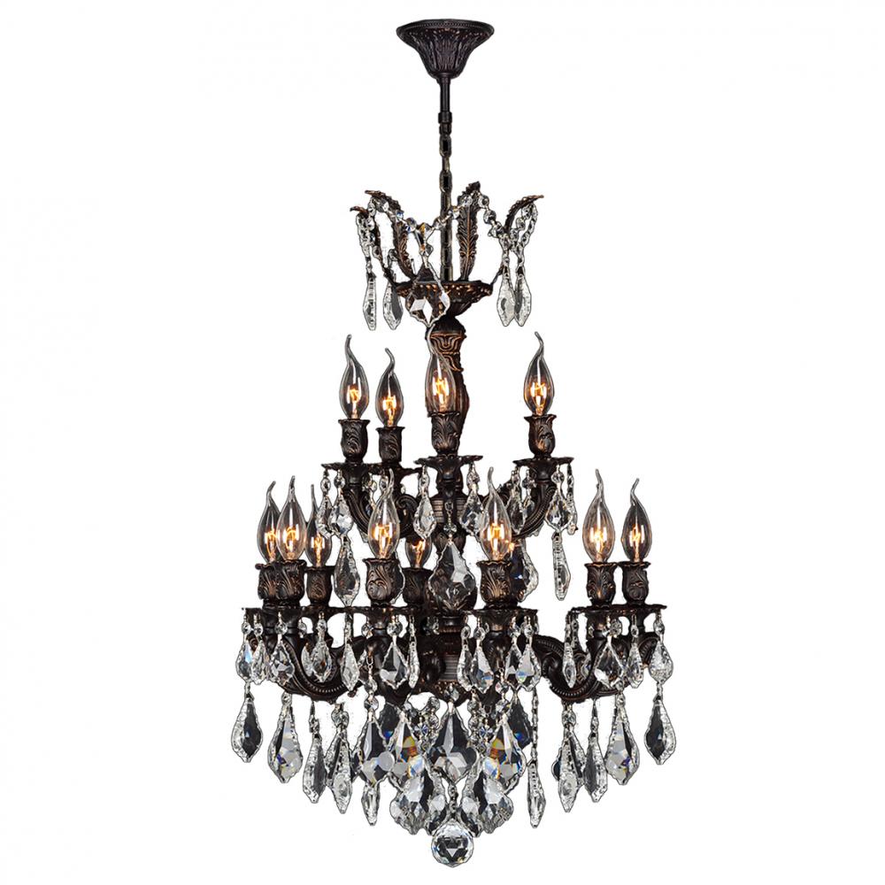 Versailles 15-Light dark Bronze Finish and Clear Crystal Chandelier 21 in. Dia x 32 in. H Two 2 Tier